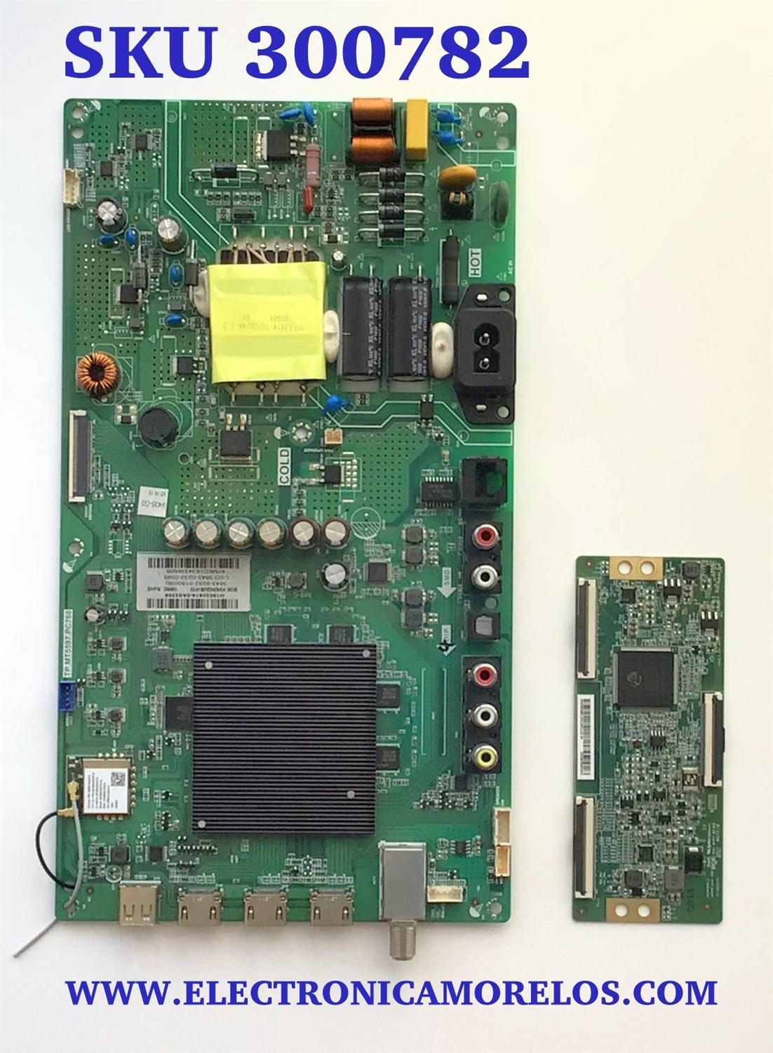 KIT DE TARJETAS PARA SMAR TV VIZIO 4K / MAIN FUENTE 3643-0232-0150 / TP.MT5597.PC768 / 3643-0232-0395 / T-CON 44-9771497O / HV430QUBH10 / 47-6021275 / DISPLAY HV430QUB-H10 / MODELO V435-G0 LAUFQE